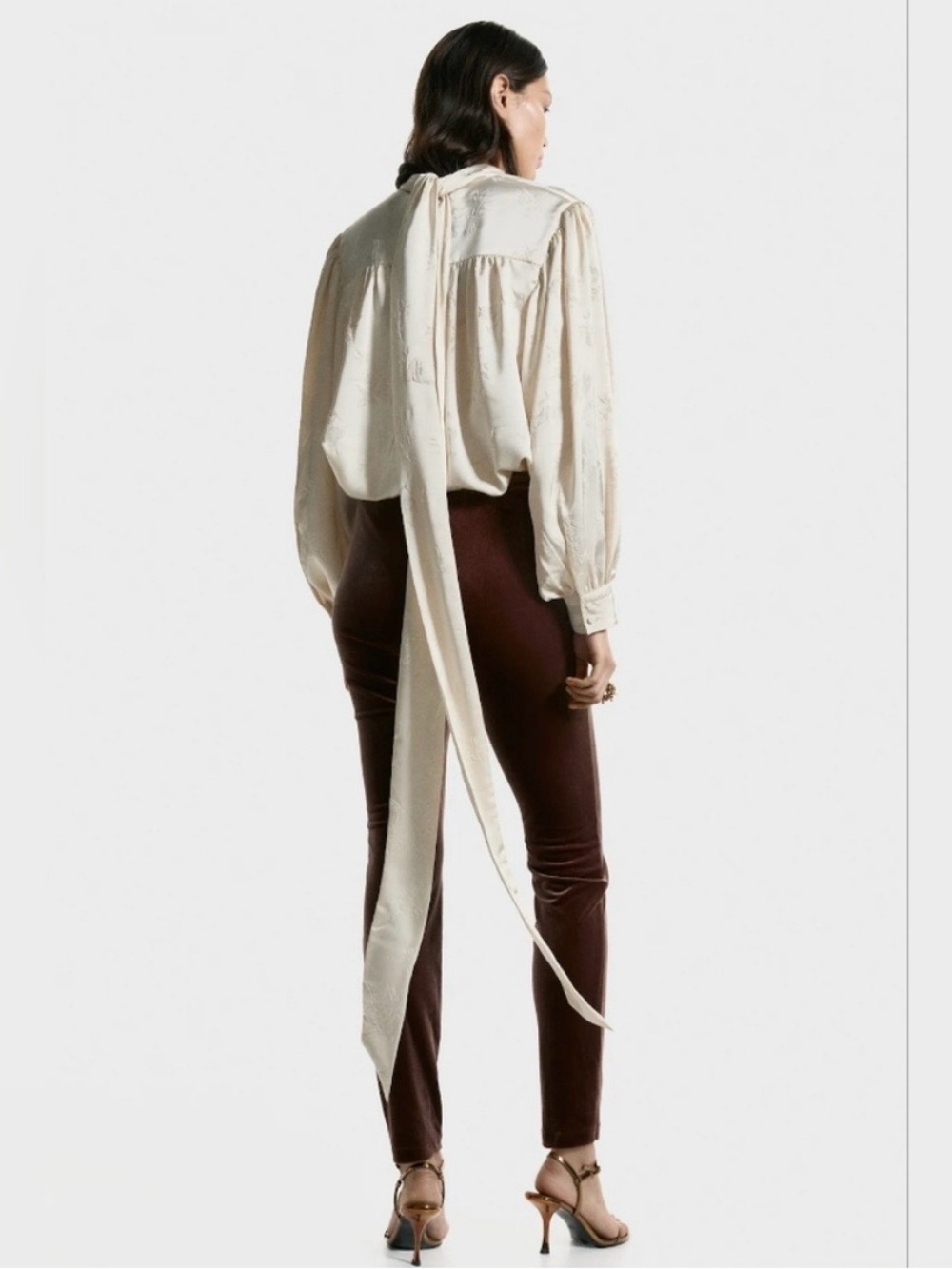 H&M Satin Jaquard Tie Neck Blouse - Picture 2 of 2